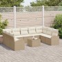 Conjunto de sofá de jardín 10 pcs Beige Poliratán