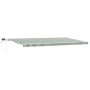 Manual Retractable Awning with Green and White LED 600x350 cm, Replacement Fabric for 6x3.5 m Green and White Awning by , Awn...