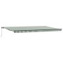 Manual Retractable Awning Green and White 600x350 cm, Replacement Fabric for Awning for 6x3.5 m Green and White Structure by ...
