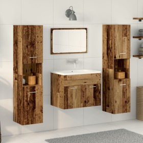 4-teiliges Badmöbel-Set aus altem Holz
