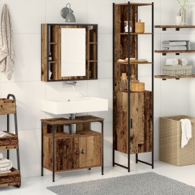 Badezimmer-Waschtisch-Unterschrank mit integriertem Waschbecken aus gealtertem Holz von , Badezimmermöbel - Ref: Foro24-33325...