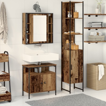 Badezimmer-Waschtisch-Unterschrank mit integriertem Waschbecken aus gealtertem Holz von , Badezimmermöbel - Ref: Foro24-33325...