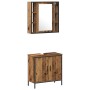3-teiliges Badmöbel-Set aus altem, farbig bearbeitetem Holz von , Badezimmermöbel - Ref: Foro24-3332554, Preis: 189,18 €, Rab...
