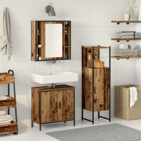 3-Piece Bathroom Furniture Set Old Wood Engineered Wood by , Bathroom furniture - Ref: Foro24-3332559, Price: 173,36 €, Disco...
