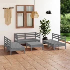 Garden furniture set 7 pieces solid gray pine wood by vidaXL, Garden sets - Ref: Foro24-3082559, Price: 301,58 €, Discount: %