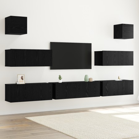 7-teiliges TV-Möbelset Wandmontage Schwarze Eiche Bearbeitetes Holz von , TV-Möbel - Ref: Foro24-3332572, Preis: 281,46 €, Ra...