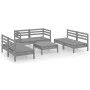 Gartenmöbel-Set 7-teilig aus massivem grauem Kiefernholz von vidaXL, Gartensets - Ref: Foro24-3082559, Preis: 301,58 €, Rabat...