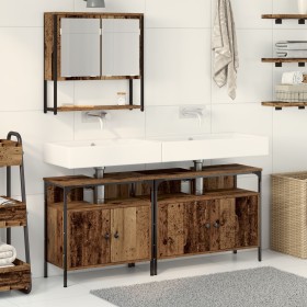 Waschbeckenschrank im Badezimmer mit eingebautem Waschbecken aus altem Holzwerkstoff von , Badezimmermöbel - Ref: Foro24-3332...