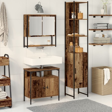 Waschtischmöbel mit eingebautem Waschbecken aus antikem Holzwerkstoff von , Badezimmermöbel - Ref: Foro24-3332575, Preis: 179...