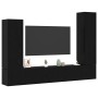 4-Piece Set of Black Oak and Processed Wood Wall Mounted TV Cabinet Product Management System by , TV Furniture - Ref: Foro24...