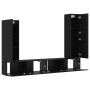4-Piece Set of Black Oak and Processed Wood Wall Mounted TV Cabinet Product Management System by , TV Furniture - Ref: Foro24...