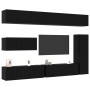 7-teiliges TV-Wandmöbel-Set aus schwarzer Eiche und aufwendigem Holz | Foro24.es | Tu tienda online para hogar, jardín y más Foro24.es