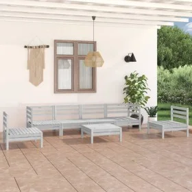 Gartenmöbel-Set 7-teilig aus massivem weißem Kiefernholz von vidaXL, Gartensets - Ref: Foro24-3082548, Preis: 383,27 €, Rabat...