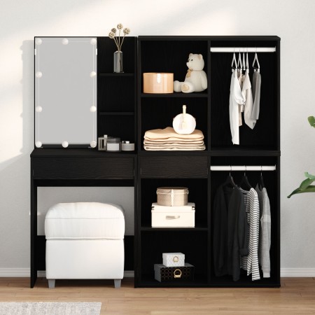 Vanity Table with 2 Cabinets in Crafted Wood Black Oak by , Bedroom Dressers - Ref: Foro24-3333044, Price: 239,40 €, Discount: %