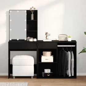 LED-Schminktisch und Schrank aus schwarzer Eiche von , Schlafzimmerkommoden - Ref: Foro24-3333045, Preis: 179,24 €, Rabatt: %