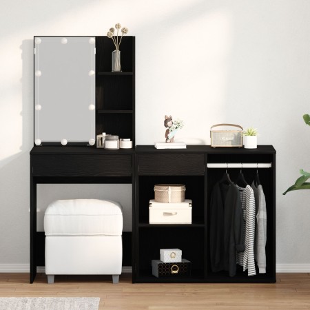 LED Makeup Table and Black Oak Cabinet by , Bedroom Dressers - Ref: Foro24-3333045, Price: 179,24 €, Discount: %