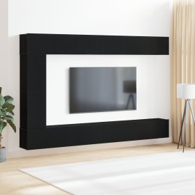 7-teiliges TV-Wandmöbel-Set aus schwarzem