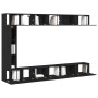 Conjunto de mueble de TV de 7 piezas montado en la pared en madera de roble negra | Foro24.es | Tu tienda online para hogar, jardín y más Foro24.es