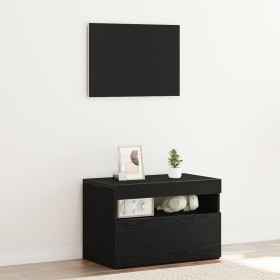 Nachtschrank mit LED-Leuchten aus schwarzer Eiche