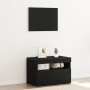 Gabinete de Noche con Luces LED de Roble Negro 60x35x40 cm