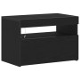 Gabinete de Noche con Luces LED de Roble Negro 60x35x40 cm