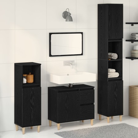 3-teiliges Badezimmerschrank-Set aus schwarzem Eichenholz von , Badezimmermöbel - Ref: Foro24-3333086, Preis: 201,95 €, Rabat...