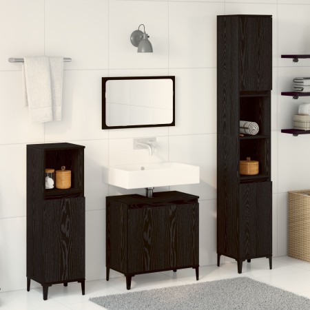 3 Piece Bathroom Furniture Set Black Oak Quality Wood by , Bathroom furniture - Ref: Foro24-3333089, Price: 184,82 €, Discoun...