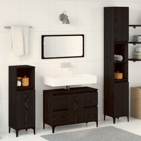 3-teiliges Badmöbel-Set aus schwarzem Eichenholz von , Badezimmermöbel - Ref: Foro24-3333091, Preis: 235,04 €, Rabatt: %