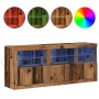 Sideboard with LED lights Old Wood 162x37x67 cm Engineering Wood by , Sideboards - Ref: Foro24-3333110, Price: 179,15 €, Disc...