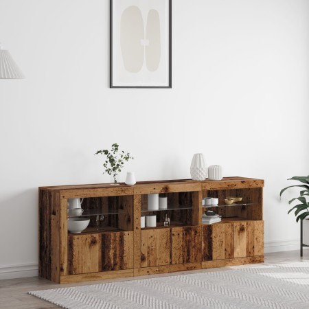 Sideboard with LED Lights Aged Wood 181.5x37x67 cm Engineered Wood by , Sideboards - Ref: Foro24-3333111, Price: 192,28 €, Di...