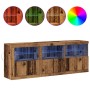 Sideboard with LED Lights Aged Wood 181.5x37x67 cm Engineered Wood by , Sideboards - Ref: Foro24-3333111, Price: 192,28 €, Di...