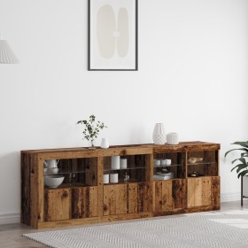 Sideboard mit LED-Leuchten Altholz 202x37x67 cm von , Sideboards - Ref: Foro24-3333112, Preis: 211,23 €, Rabatt: %