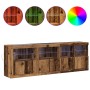 Sideboard with LED Lights Old Wood 202x37x67 cm by , Sideboards - Ref: Foro24-3333112, Price: 211,23 €, Discount: %