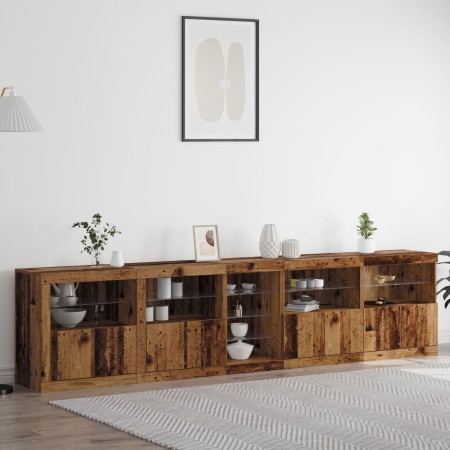 Sideboard with LED lights Old Wood 283x37x67 cm Engineered wood by , Sideboards - Ref: Foro24-3333114, Price: 311,12 €, Disco...