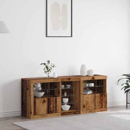 Sideboard mit LED-Leuchten Altholz 162x37x67 cm Holzwerkstoff von , Sideboards - Ref: Foro24-3333115, Preis: 185,88 €, Rabatt: %