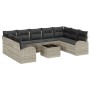 Conjunto de sofá de jardín 10 pcs Gris claro Poliratán