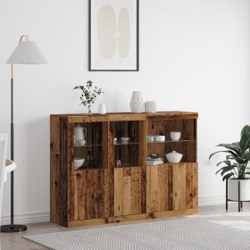 Sideboard with LED Lighting Old Wood 142.5x37x100 cm Engineered Wood by , Sideboards - Ref: Foro24-3333118, Price: 220,67 €, ...