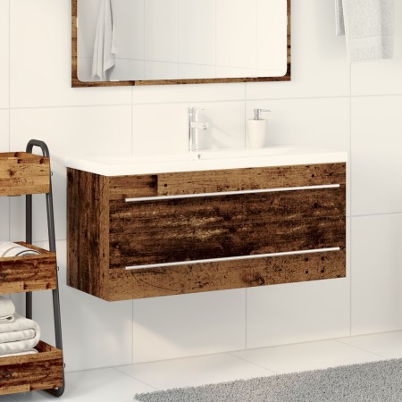 Badezimmer-Waschbecken-Möbel mit integriertem Waschbecken gealtertes Holzwerkstoff von , Badezimmerwaschtische - Ref: Foro24-...