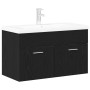 Waschbeckenschrank mit integriertem Waschbecken in schwarzer Eiche und aufwendigem Holz von , Badezimmermöbel - Ref: Foro24-3...