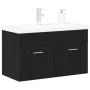 Waschbeckenschrank mit integriertem Waschbecken in schwarzer Eiche und aufwendigem Holz von , Badezimmermöbel - Ref: Foro24-3...
