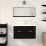 Waschbeckenschrank mit integriertem Waschbecken in schwarzer Eiche und aufwendigem Holz von , Badezimmermöbel - Ref: Foro24-3...