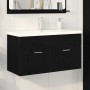 Armario de Fregadero de Baño con Lavabo Integrado Roble Negro Madera Elaborada de , Muebles de baño - Ref: Foro24-3333138, Pr...