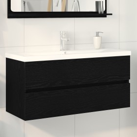 Waschtischunterschrank mit integriertem Waschbecken aus Eiche schwarz und Holzwerkstoff von , Badezimmerwaschtische - Ref: Fo...