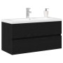 Spülenschrank mit integrierter Spüle Schwarze Eiche Gearbeitetes Holz, Spülenschrank Schwarze Eiche 90x38,5x45 cm Verarbeitet...