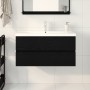 Spülenschrank mit integrierter Spüle Schwarze Eiche Gearbeitetes Holz, Spülenschrank Schwarze Eiche 90x38,5x45 cm Verarbeitet...