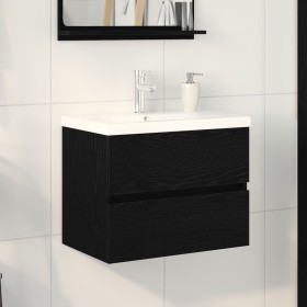 Spülenschrank mit integrierter Schüssel Schwarze Eiche MDF, Spülenschrank Schwarze Eiche 60x38,5x45 cm MDF von , Badezimmerwa...