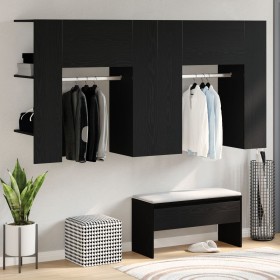 Hallway Cabinets 2 pcs Black Oak Elaborated Wood by , Lockers and storage cabinets - Ref: Foro24-3333155, Price: 164,95 €, Di...