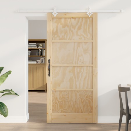 Puerta Corredera  con Juego de Herrajes 93x202 cm de Madera Sólida de Pino, Puerta Interior | Foro24.es | Tu tienda online para hogar, jardín y más Foro24.es