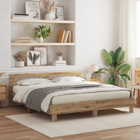 Bettgestell aus technischer Eiche 180 x 200 cm von , Betten und Lattenroste - Ref: Foro24-3333937, Preis: 122,83 €, Rabatt: %