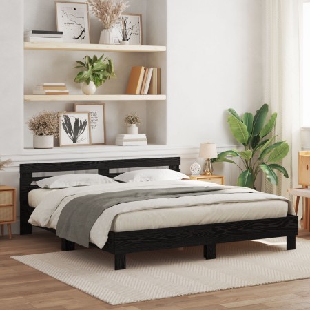 Oak Bed Frame Black Oak Solid Oak by , Beds and slatted bases - Ref: Foro24-3333938, Price: 130,63 €, Discount: %